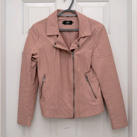 ONLY brand pink faux leather jacket size 38 - Picture 1 of 3